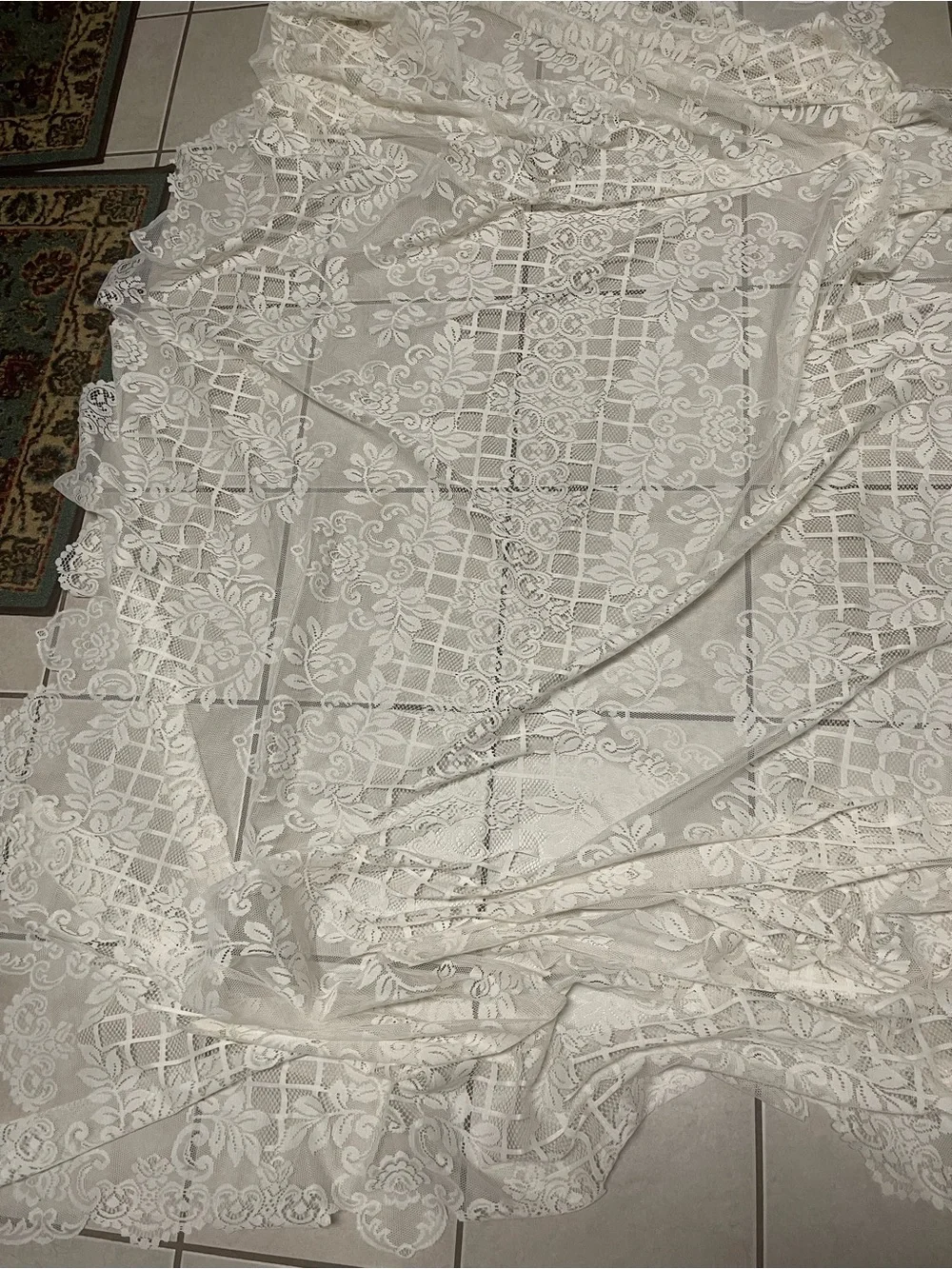 Elegant White Lace Table Runner - Home Accents ,190/63 Inches.